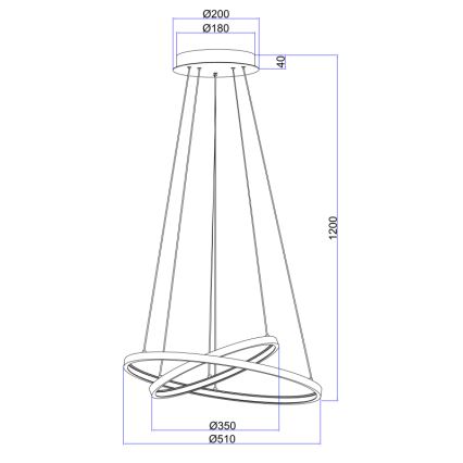 Globo - LED Prigušiva luster na sajli 2xLED/21W/230V