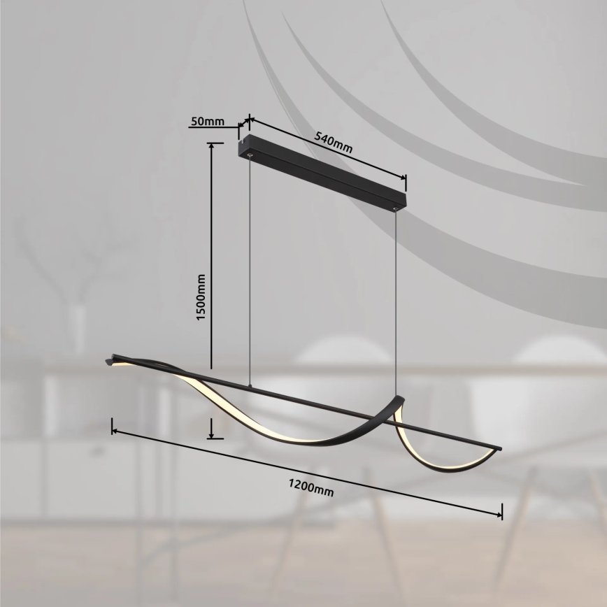 Globo - LED luster na sajli LED/24W/230V 3000K crna