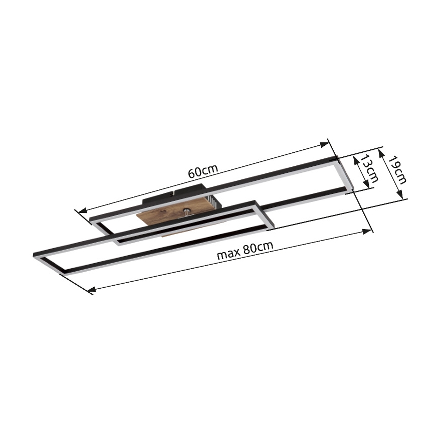 Globo - LED plafonsko svetlo LED/30W/230V 3000K 60x80 cm crno