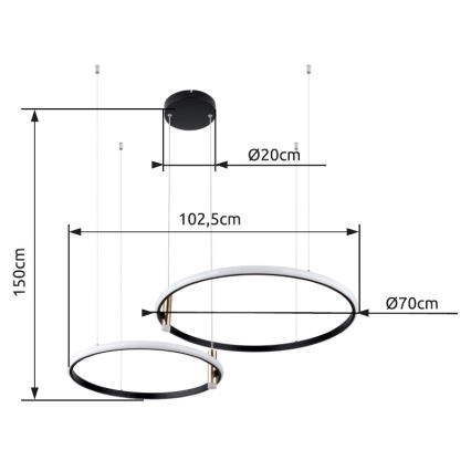 Globo - LED prigušiva luster na sajli LED/55W/230V 2700-6000K crna + daljinski upravljač