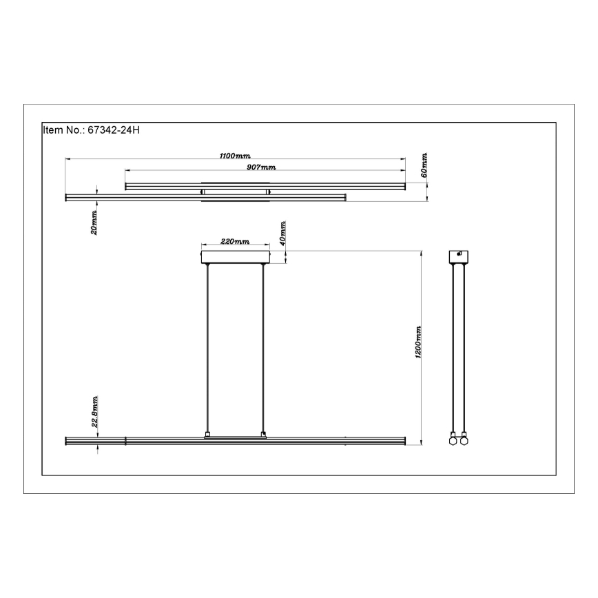 Globo - LED luster na sajli LED/24W/230V 3000K crna