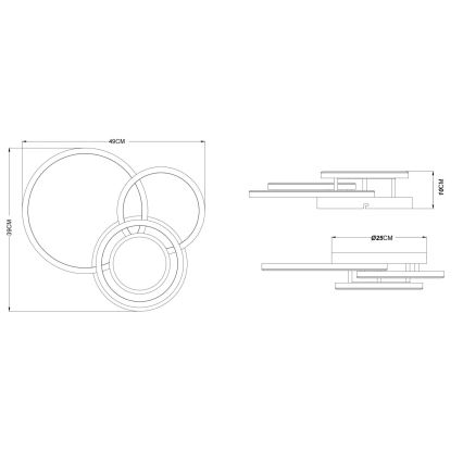 Globo - LED plafonska svetiljka LED/40W/230V 3000K 49x39 cm