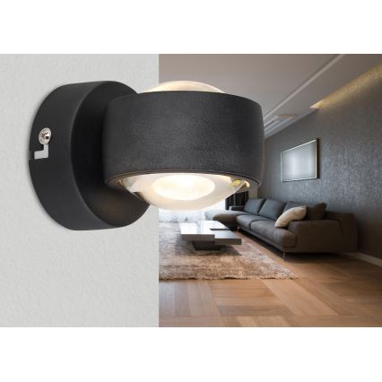 Globo - LED zidno svetlo LED/7W/230V 3000K crna