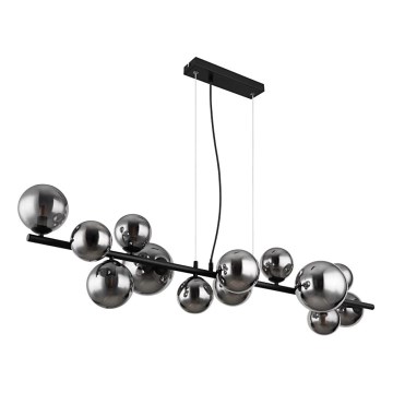 Globo - LED luster na sajli 13xG9/3,5W/230V zadimljeno staklo/crna