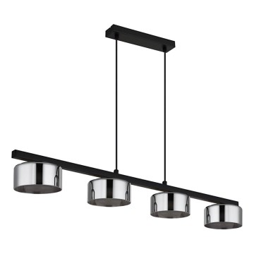 Globo - LED luster na sajli 4xGX53/6W/230V zadimljeno/crna