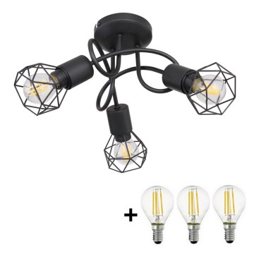 Globo - LED Plafonski luster 3xE14/6W/230V crna