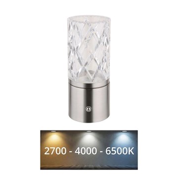 Globo - LED prigušiva dodirna stona lampa LED/2,5W/3,7V 2700K/4000K/6500K 1800 mAh USB mat hrom