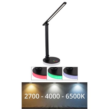 Globo - LED RGBW prigušiva dodirna stona lampa LED/5W/230V + LED/2W 2700K/4000K/6500K crna