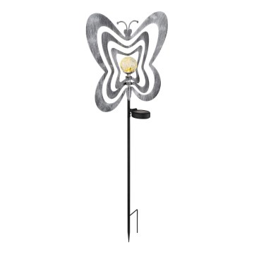 Globo - LED solarno svetlo LED/3V IP44 300 mAh srebrni leptir