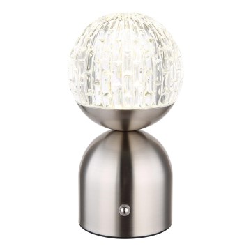 Globo - LED stolna lampa sa dodirnim prigušivačem, LED/2,5W/3,7V 2700/4000/6500K 1800 mAh USB mat hrom