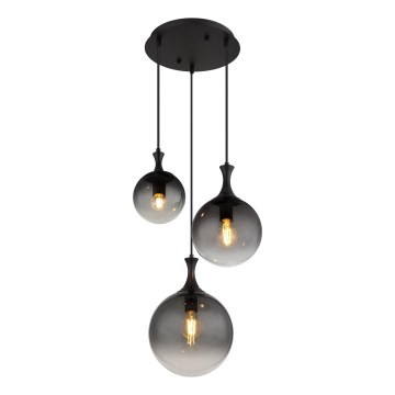 Globo - Luster na sajli 3xE27/10W/230V, prečnik 48 cm, crna