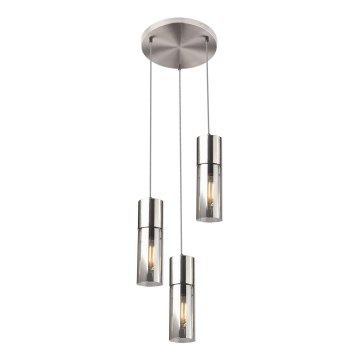 Globo - Luster na sajli 3xE27/25W/230V, prečnik 30 cm, mat hrom