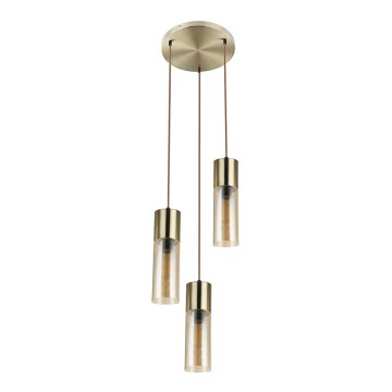 Globo - Luster na sajli 3xE27/25W/230V prečnik 30 cm mesing
