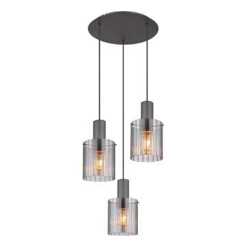 Globo - Luster na sajli 3xE27/40W/230V prečnik 48 cm siv