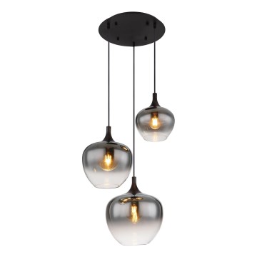 Globo - Luster na sajli 3xE27/40W/230V Ø 48 cm crna