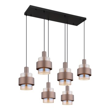 Globo - Luster na sajli 6xE27/60W/230V braon