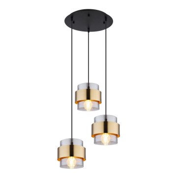 Globo - Viseći luster na sajli 3xE27/60W/230V crna/mesing
