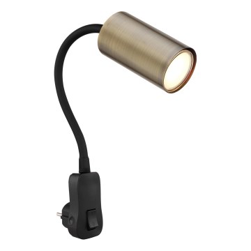 Globo - Zidna spot lampa za utičnicu 1xGU10/25W/230V crna/mesing