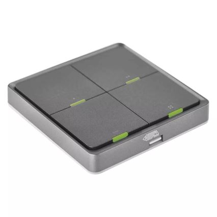 GoSmart prekidač sa 4 tastera, 1xCR2430, Tuya, crni