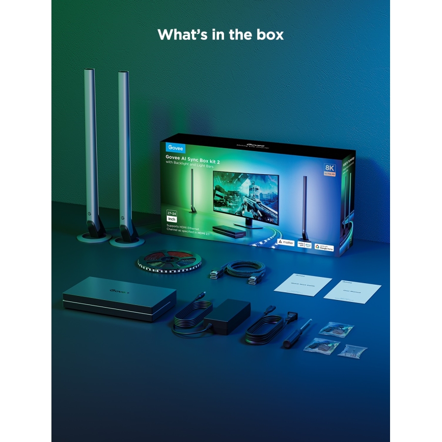 Govee - AI Sync Box Kit 2 Pametni komplet za PC osvetljenje 27-34 + LED paneli Wi-Fi