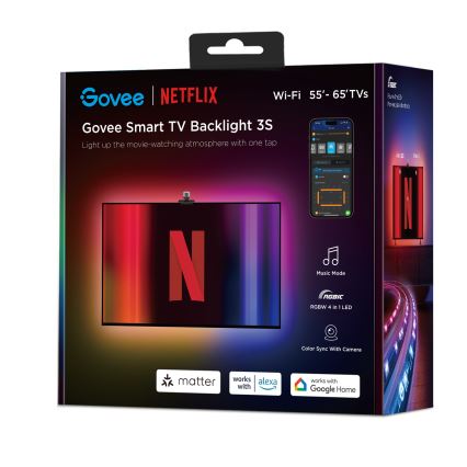 Govee - Backlight 3S Netflix TV 55-65 SMART LED pozadinsko osvetljenje RGBICW Wi-Fi + daljinski upravljač
