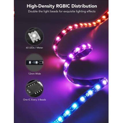 Govee - DreamView T2 DUAL TV 55-65 SMART LED pozadinsko osvetljenje RGBIC Wi-Fi + daljinski upravljač