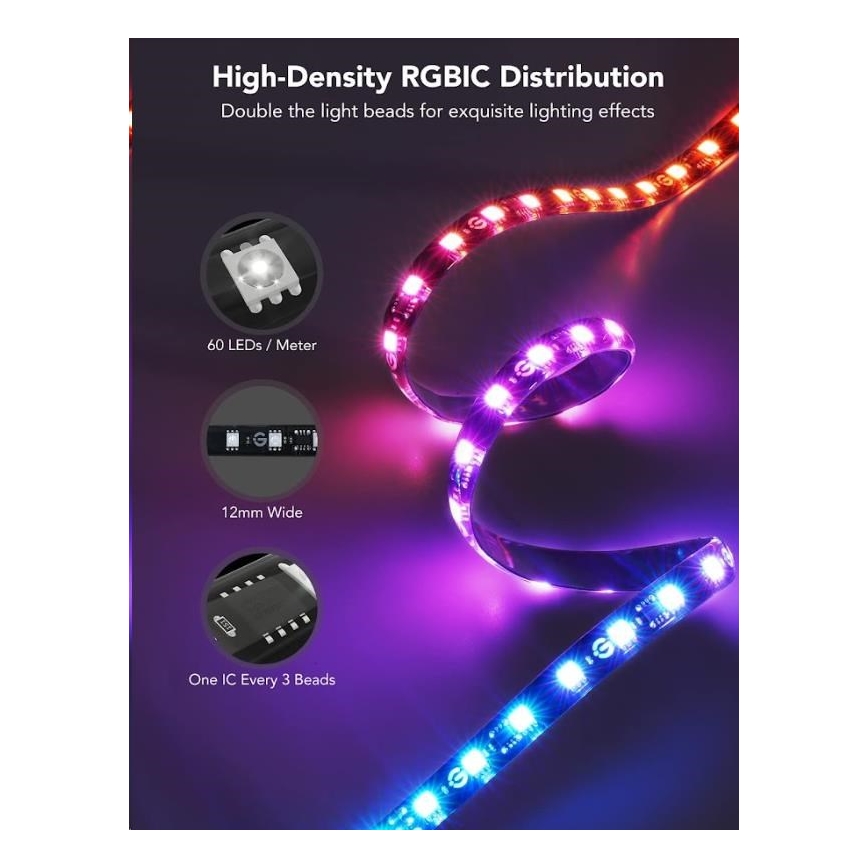 Govee - DreamView T2 DUAL TV 55-65 SMART LED pozadinsko osvetljenje RGBIC Wi-Fi + daljinski upravljač