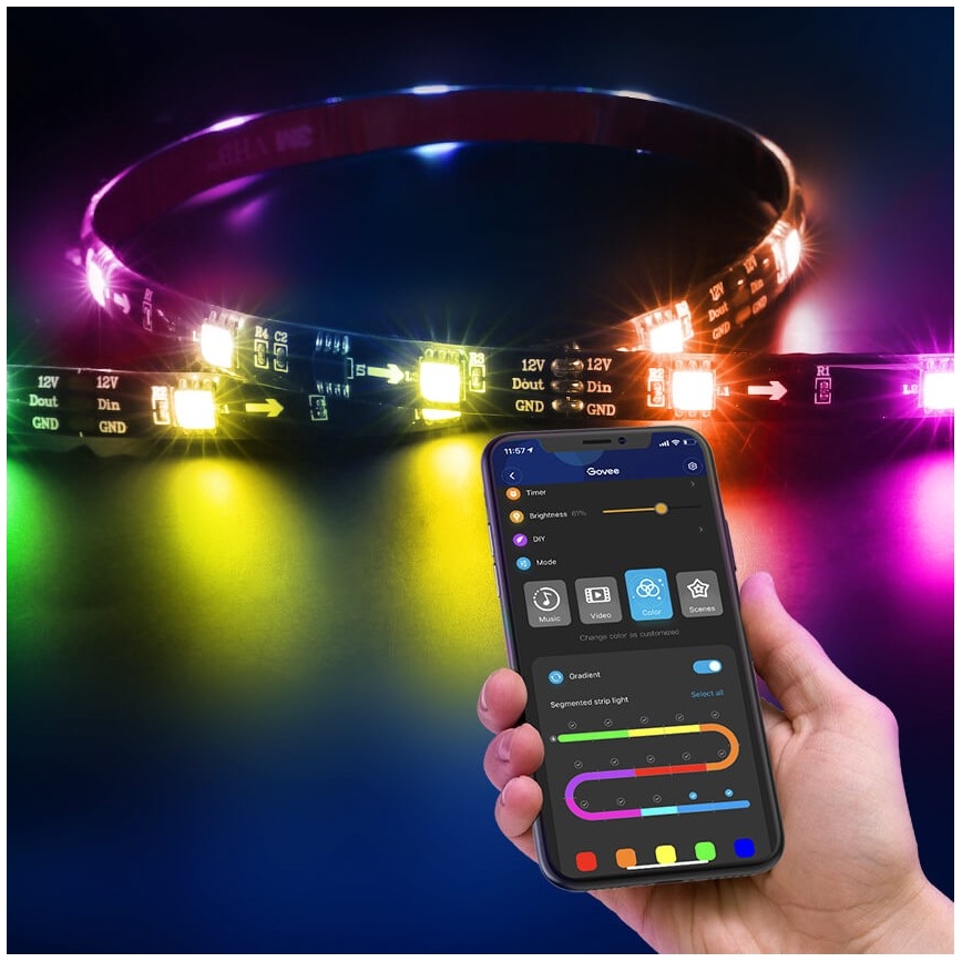 Govee - DreamView T2 DUAL TV 55-65 SMART LED pozadinsko osvetljenje RGBIC Wi-Fi + daljinski upravljač