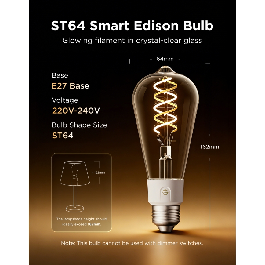 Govee - SET 2xLED RGBWW prigušiva sijalica Smart MATTER ST64 E27/5W/230V 2700-6500K Wi-Fi