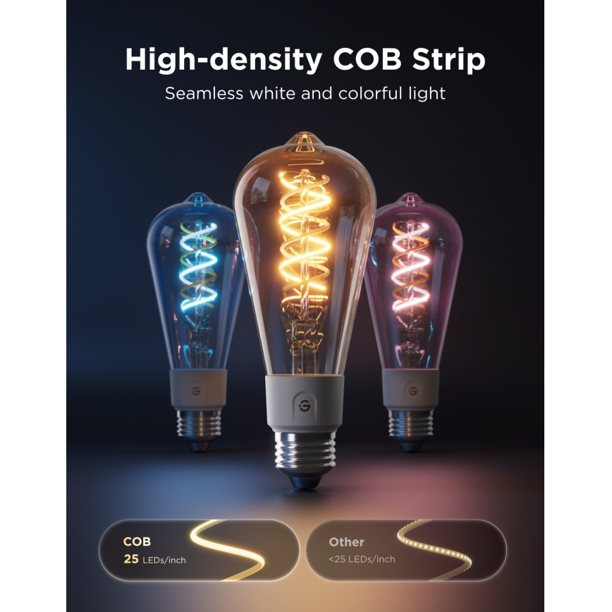 Govee - SET 2xLED RGBWW prigušiva sijalica Smart MATTER ST64 E27/5W/230V 2700-6500K Wi-Fi