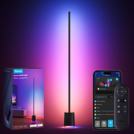 Govee - LED prigušiva podna lampa sa zvučnikom Pro RGBICWW 2200-6500K Wi-Fi + daljinski upravljač