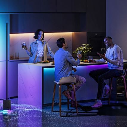 Govee - LED prigušiva podna lampa sa zvučnikom Pro RGBICWW 2200-6500K Wi-Fi + daljinski upravljač