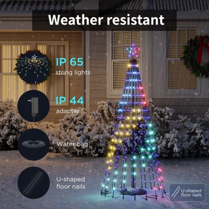 Govee - LED RGBIC Božićna jelka sa zvezdom na vrhu LED/15W/230V IP65 1,8m Matter Wi-Fi