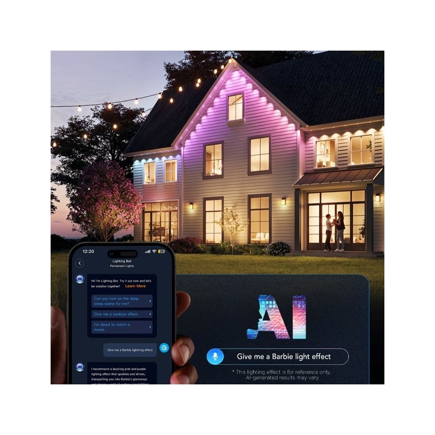 Govee - LED RGBIC niz spuštenih svetala 30m Wi-Fi Matter IP67