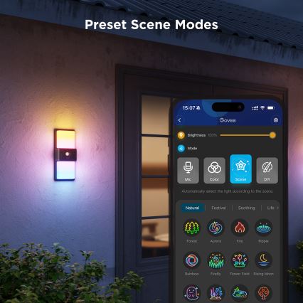Govee - LED RGBIC Prigušiva spoljašnja zidna svetiljka sa senzorom MATTER LED/230V IP65 2700-6500K Wi-Fi