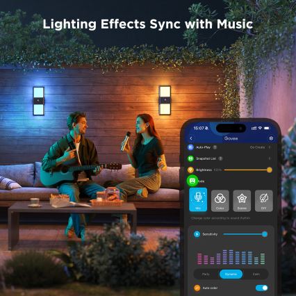 Govee - LED RGBIC prigušiva spoljašnje zidno svetlo sa senzorom LED/230V IP65 2700-6500K Wi-Fi