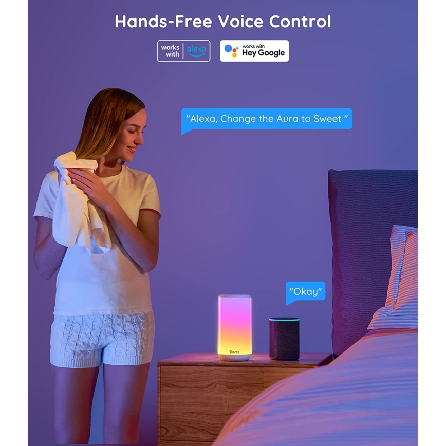 Govee - LED RGBIC prigušiva stona lampa AURA 2 2200-6500K Wi-Fi Matter