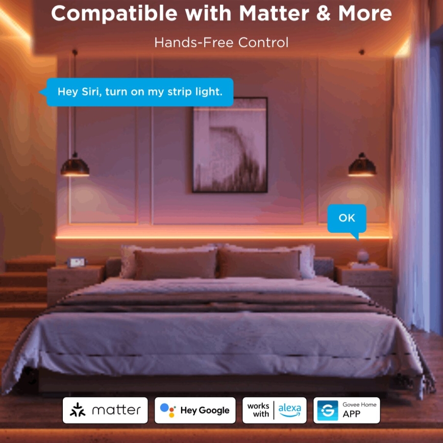 Govee - LED RGBICW prigušiva traka COB sa 3780 dioda 3m Wi-Fi Matter
