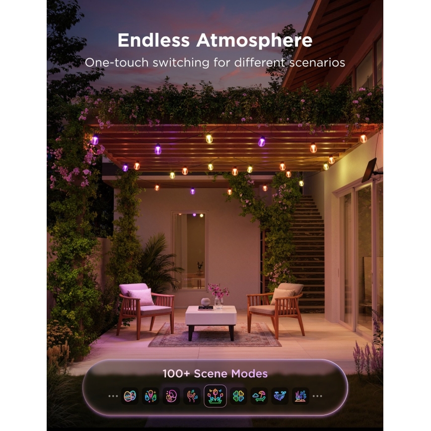 Govee - LED RGBICW Solarni lanac 8xLED/6W/5V Wi-Fi Matter IP67