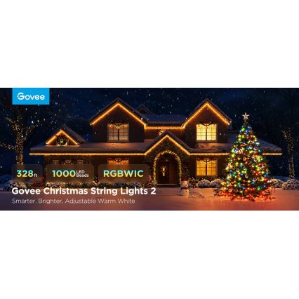 Govee - LED RGBICW Spoljašnji božićni niz 2700-6500K 20m Wi-Fi Matter IP66