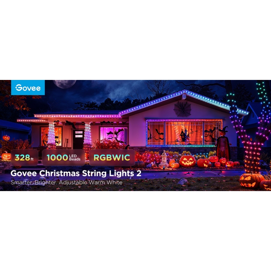 Govee - LED RGBICW Spoljašnji božićni niz 2700-6500K 20m Wi-Fi Matter IP66