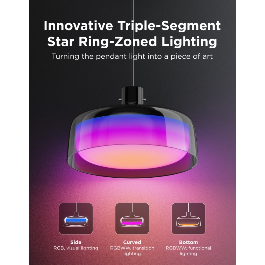 Govee - LED RGBICWW prigušiva luster na sajli LED/21W/230V mat Wi-Fi