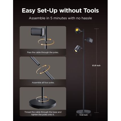 Govee - LED RGBICWW Prigušiva podna lampa TREE MATTER LED/48W/230V Wi-Fi