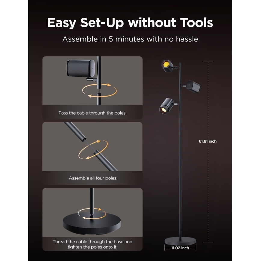 Govee - LED RGBICWW Prigušiva podna lampa TREE MATTER LED/48W/230V Wi-Fi