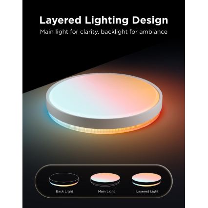 Govee - LED RGBICWW prigušiva plafonska svetiljka LED/55W/230V prečnik 46 cm Matter Wi-Fi
