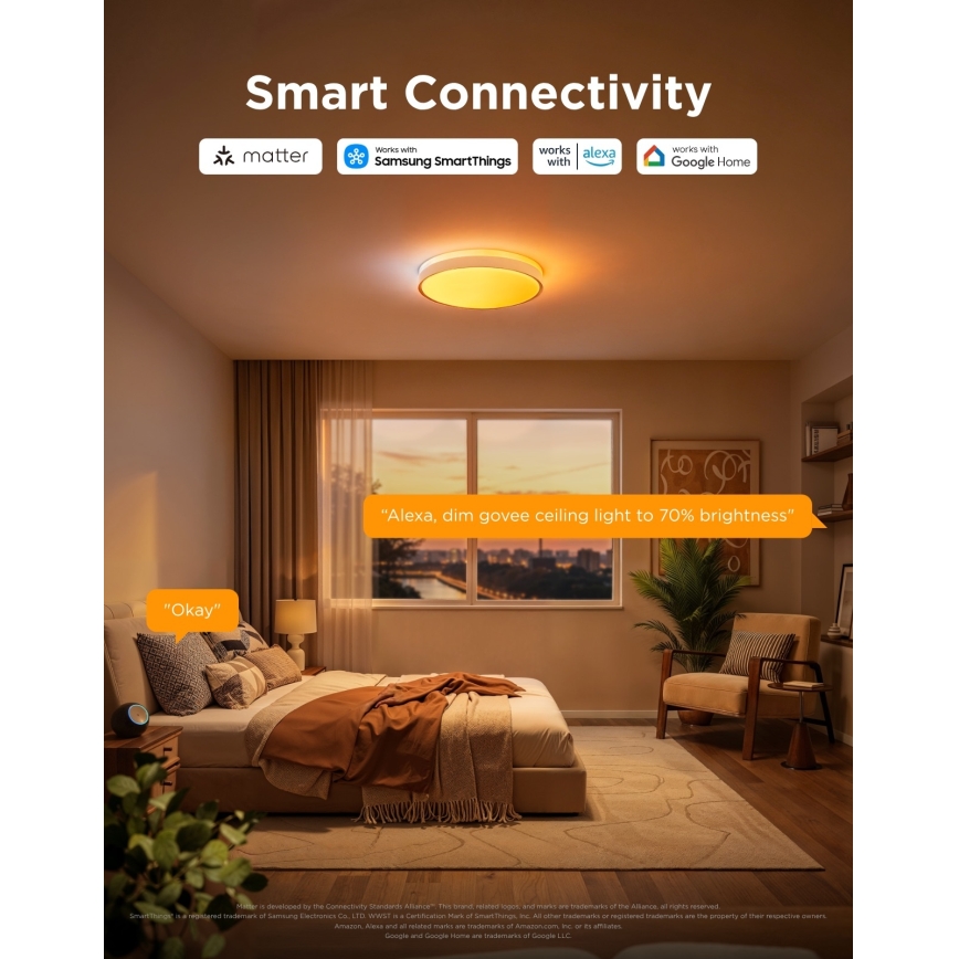 Govee - LED RGBICWW prigušiva plafonska svetiljka LED/55W/230V prečnik 46 cm Matter Wi-Fi