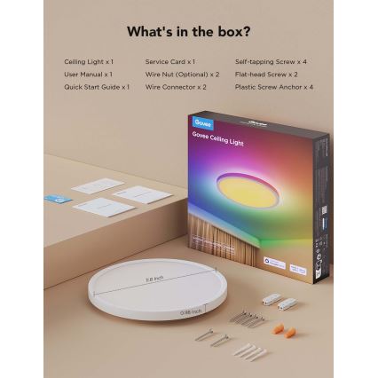 Govee - LED RGBICWW prigušiva plafonska svetiljka LED/29W/230V, prečnik 30 cm, mat, Wi-Fi