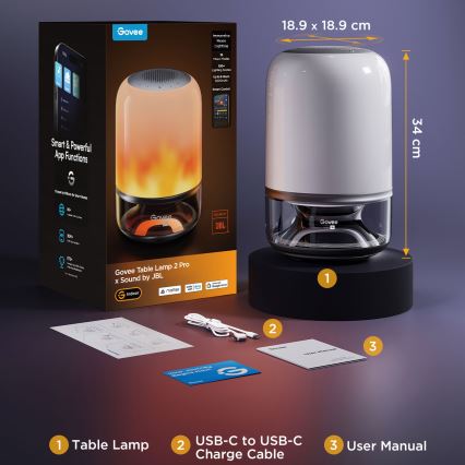 Govee - LED RGBW prigušiva stona lampa sa zvučnikom LED/36W/12V Wi-Fi