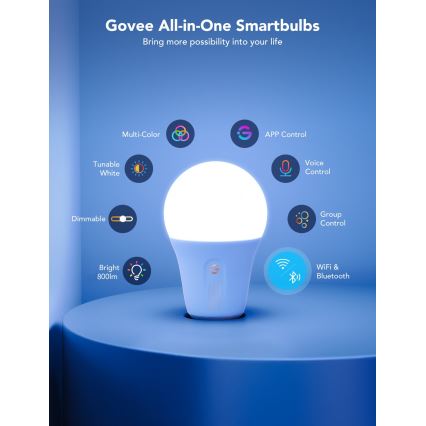 Govee - LED RGBWW prigušiva pametna sijalica E27/9W/230V 2700-6500K Wi-Fi