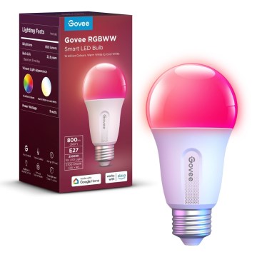 Govee - LED RGBWW prigušiva sijalica Smart MATTER E27/9W/230V 2700-6500K Wi-Fi
